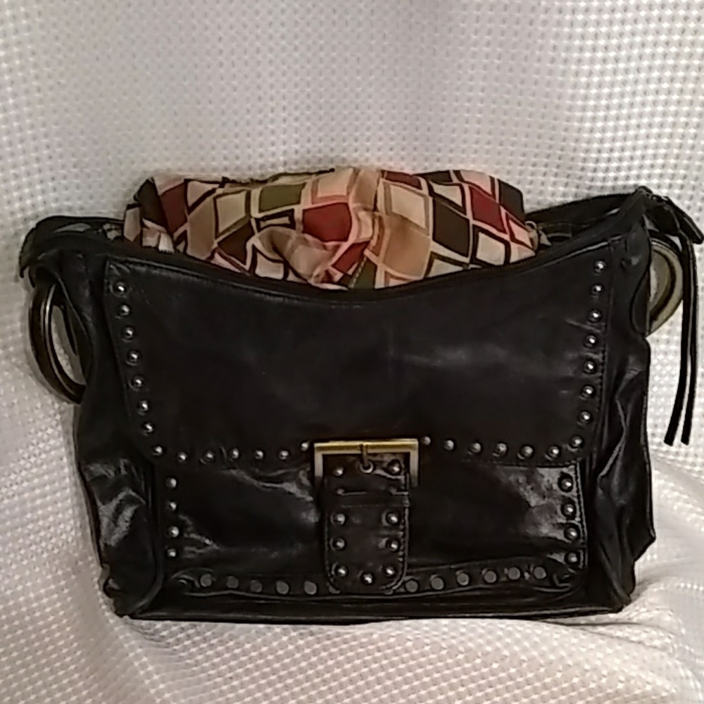 Helen Welsh black leather shoulder bag